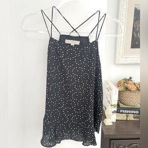 Ann Taylor LOFT Strappy Cami-Shell Blouse black white floral size small NWOT